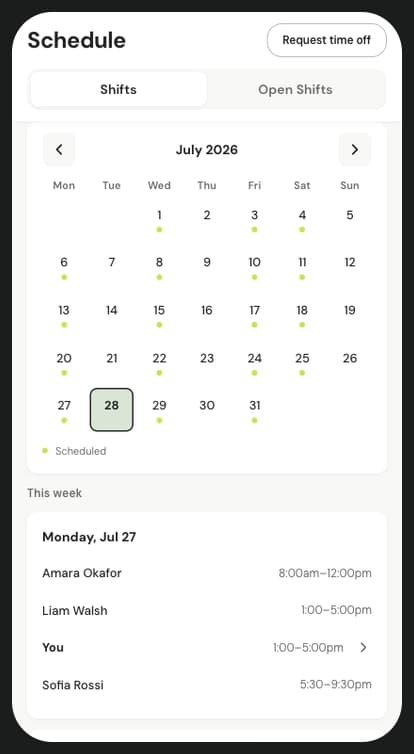 Second pass: a month calendar
